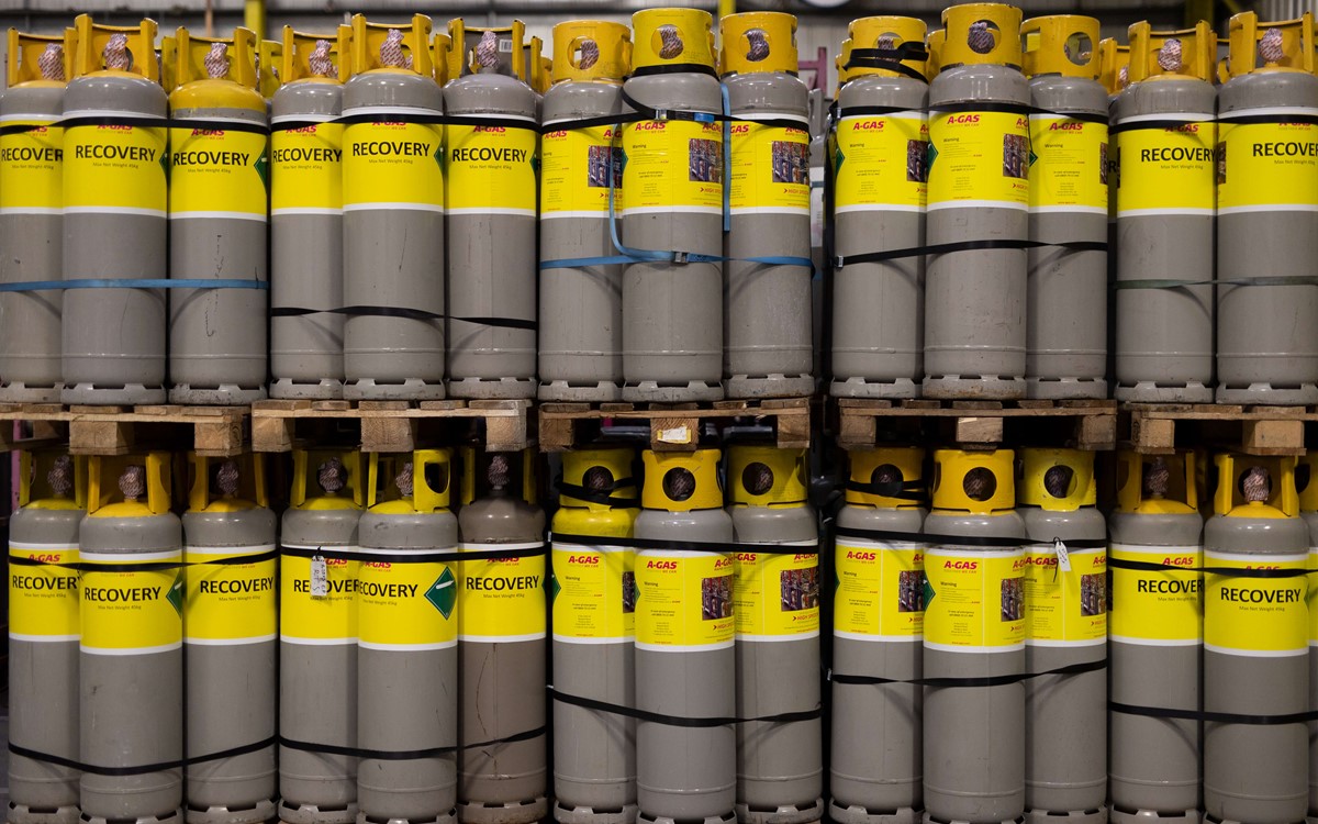 collection of industrial gas cylinders