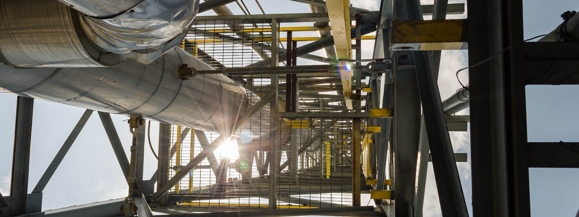 An image of a separator taken from below looking up inside of the separator