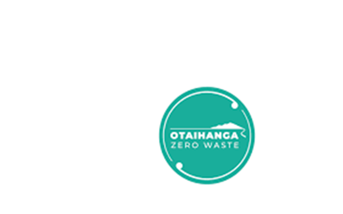 The circular green and white Otaihanga Zero Waste logo on a white background 